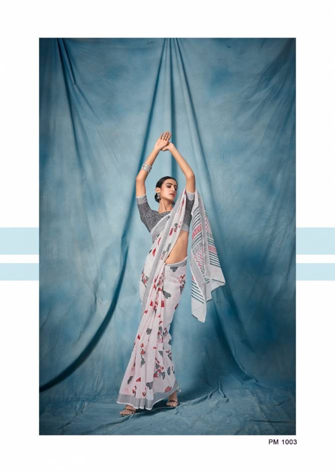 Sr Paloma Casual Daily Wear Linen With Silver Border Saree Collection